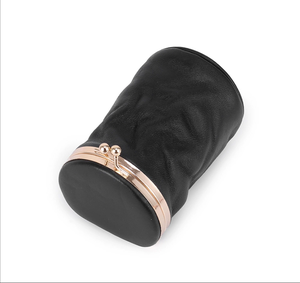 Wholesale Mini Genuine Leather <b>Cosmetic</b> Pouch Lipstick Organizer case Make up Pouch with Mirror Travel Bag - Product Image 3