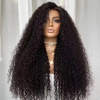 Perruque frontale complète 13x4 en dentelle, cheveux humains, couleur naturelle, bouclés crépus, sans colle, brésiliens, pré-épilés, cheveux vierges Remy, vente en gros