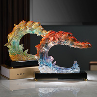 Enten-Koi-Wasserskulptur aus Epoxidharz, die Reichtum anzieht, Kunstvolle Volkskunst-Skulptur, Figuren für Wohnzimmer, Weinschrank, Zuhause und Geschäft