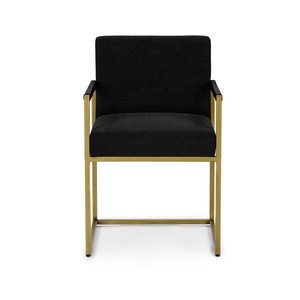 Brushed Finish Metal <strong>Painted</strong> Gold <strong>Dining</strong> <strong>Chair</strong> with Arm Rest - Product Image 2