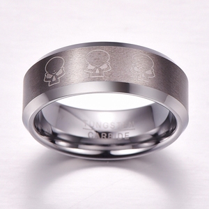 1PCS 8mm đánh bóng chamfer laser ba hộp sọ của nam giới Tungsten Vòng trang sức - Product Image 3