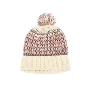 Bonnet tricoté chaud d'hiver personnalisé pour femmes bonnet en chenille rose en fil de coton à la mode pour le voyage, vente en gros - Product Image 3