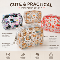 Trousse de Maquillage Transparente en PVC Motif Dessin Animé Mignon, Pochette Cosmétique Kawaii avec Fermeture Éclair Métallique, Organisateur de Voyage Étanche pour Articles de Toilette (Vente en Gros)