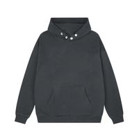 Sudadera con capucha de felpa francesa pesada de 450 GSM para hombre, con cuello de botones a presión, hombros caídos, estilo oversize, lisa, con bolsillo canguro, estilo urbano.