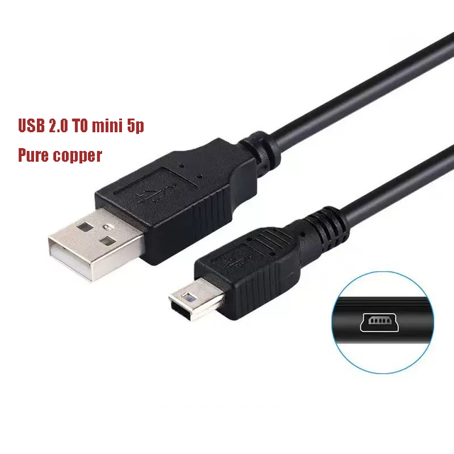 Mini USB Data Cable Charging T-shaped Port USB 5pin Driving Recorder Power Supply