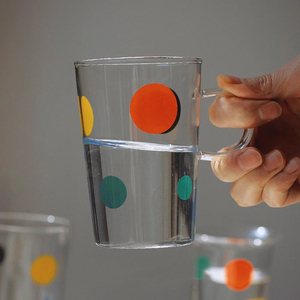 Vendita calda colorata tazza di vetro <span class=keywords><strong>a</strong></span> <span class=keywords><strong>pois</strong></span> alta tazza di vetro borosilicato tazza di caffè Latte tazza di vetro - Product Image 3