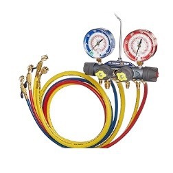 4-Valve Manifold <b>Gauge</b> Set R134A R410A R454B HVAC Refrigerant Pressure <b>Gauge</b> Tool For Air Conditioning Repair - Product Image 4