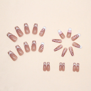 Producto al contado, 24 Uds., <span class=keywords><strong>Uñas</strong></span> <span class=keywords><strong>postizas</strong></span> hechas a mano, venta al por mayor, prensa hecha a mano en <span class=keywords><strong>uñas</strong></span>, puntas francesas con buen servicio - Product Image 4