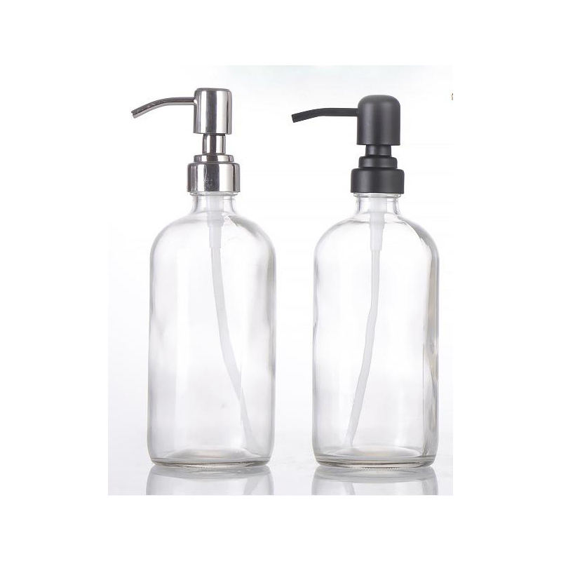 16ounce Thick Clear Glass Pint Jar Soap Dispenser with Matte Black Stainless Steel Pump