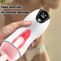 Distributeur d'appareil de masturbation électrique masculin, Godet d'avion, Exerciceur de pénis, Outil de massage de la prostate, Jouet sexuel pour hommes en TPE avec 8 vitesses de vibration