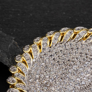 قلادة موسانيت <span class=keywords><strong>2026</strong></span> مخصصة مرصعة بالكامل بقطع دائري لامع من الذهب عيار 18 قيراط، مجوهرات نحاسية فاخرة مرصعة بالزركون - Product Image 3