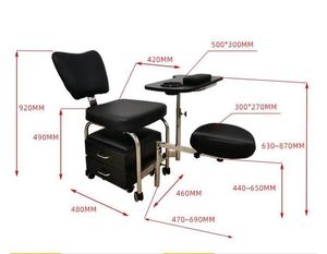 Mesa de Manicura Moderna con Silla de Pedicura en Negro, Blanco y Rosa, con Taburete Móvil para Peluquería - Product Image 5
