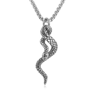 Collar con colgante de serpiente de acero inoxidable, color dorado, diseño geométrico con forma de animal, cadena de 3.0*60cm, perla cuadrada para hombres y mujeres - Product Image 5