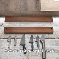 Support magnétique pour couteaux SINCERE Professional Kitchen Helper, 15,8 pouces, en bois d'acacia écologique, puissant, 7 pièces