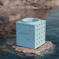Pot à bougie carré en béton de 4 oz, fait main, vide, gaufré, pour la fabrication de bougies et comme cadeau de pendaison de crémaillère