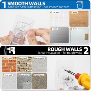 Supports adhésifs pour tringles à rideaux en polycarbonate, fixation murale pour fenêtres et douches - Product Image 5