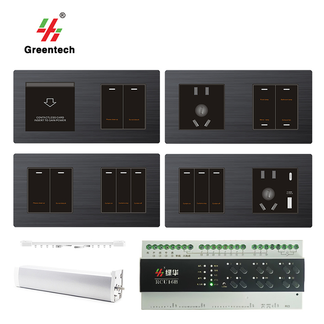 Smart Hotel Room Control Unit with Touch Screen Panel, AC+Lighting Control System for Intelligent Room Door Lock Integration