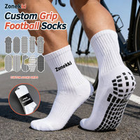 Chaussettes de football antidérapantes personnalisées pour hommes ZONEKKI de haute qualité, chaussettes à grip blanc épaissies en bas, livraison gratuite