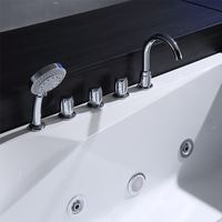 Bañera Moderna Rectangular de Acrílico Blanco para Interiores, Independiente, con 12 Jets, Desagüe y Grifo Incluidos, para Hoteles y Baños