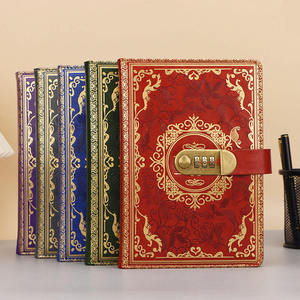 Cuaderno con purpurina A5 Flor en relieve Diario secreto Papel rayado Cuaderno de cuero Vintage para estudiantes - Product Image 6