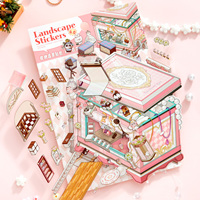 SIMNO Make Your Own Fun 3D Autocollant Pliant Carte De Voeux Mignon Dessin Animé Miniature Scène Autocollants pour Adulte Enfants Papeterie Cadeau