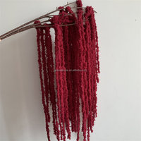 E-1008 Vente en gros de fleurs artificielles à pompons faites à la main, fleurs en fil rouge, amarante artificielle rouge suspendue
