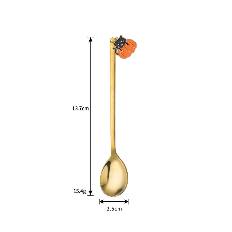 Gold-pumpkin cat spoon