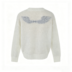 Nuovo Cardigan da Donna a Maniche Lunghe <span class=keywords><strong>con</strong></span> Scollo a V, Intarsio a <span class=keywords><strong>Ali</strong></span> e Lavorazione Pointelle, <span class=keywords><strong>con</strong></span> Bottoni Frontali - Product Image 5