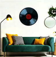 Disque vinyle Kanluck avec LED, panneau MDF laqué moderne, rond 38x38cm, pour la décoration de la maison