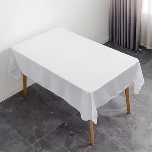 Toalha de mesa branca para casamento, toalha de mesa de poliéster macia e confortável, lavável, de alta densidade