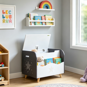 Boîte de rangement en bois multifonctionnelle, bacs de rangement pour jouets, <span class=keywords><strong>coffre</strong></span> blanc écologique, meubles de chambre <span class=keywords><strong>d</strong></span>'enfant - Product Image 2