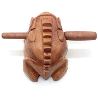 Frog Guiro Rasp - Small Instrument Musical Wooden Percussion Wood Block Instrument of Frog Noise Maker Made From Nature Wood