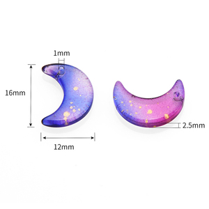 Cuentas de Cristal de Luna Coloridas de Dibujos Animados de 12X16MM, Cuentas de Cristal en Forma de Media Luna con Degradado de Color, Colgante para Bisutería, Pendientes, Manualidades, Adornos Navideños, Regalos - Product Image 2