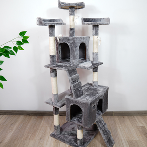 Grand arbre à <span class=keywords><strong>chat</strong></span> moderne en bois avec design écologique, 4 niveaux, pour intérieur/extérieur, emballé en carton, Purr Garden, nid d'escalade pour <span class=keywords><strong>chat</strong></span> - Product Image 1