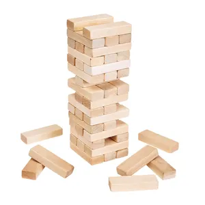 Customized Solid Maple Tumble Tower Game Heavy Duty Timber Tower Wooden Block Set Stackable Hardwood Blocks
