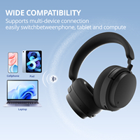 Casque circum-auriculaire ANC ODM Qualcomm 5.4 en métal, autonomie 125H, étanche IPX5, faible latence Apt-X HD pour le sport et le gaming