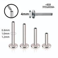 Prix de gros Gaby, barres en titane sans filetage G23, piercings corporels, boucles d'oreilles à dos plat, 18g, en titane, clous de labret, bijoux à poussoir