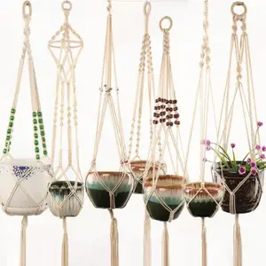 Handgemaakte Katoenen Macrame Plant Hanger Indoor & Outdoor Plant Hanger Woondecoratie