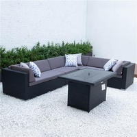 Conjunto de muebles de exterior para Patio y jardín, mesa de mimbre moderna, sofá seccional impermeable