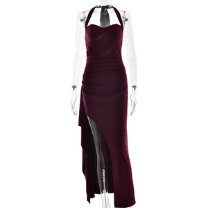 Vestido Feminino Novo de Verão com Amarração, Sexy, com Fenda Alta e Costas Descobertas - Product Image 5