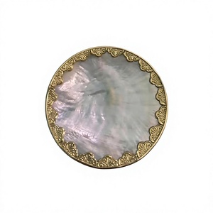 99 Gold Data Catarina - Platos y bandejas decorativos ovalados de cerámica con diseño floral Art Déco, con incrustaciones de concha y asa, para servir en fiestas y cenas - Product Image 2