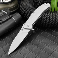سكين جيب صغير قابل للطي KS 1730 للتنزه، شفرة 8Cr13Mov، مقبض فولاذي 420، أدوات EDC للتخييم والصيد والقطع والبقاء على قيد الحياة في الهواء الطلق، لون رمادي