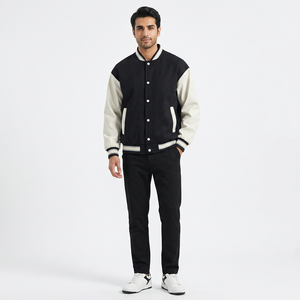 New Arrival Custom Design Winter Vintage Embroidered College <b>Baseball</b> <b>Jacket</b> <b>Men</b> Varsity Style Covered Button Breathable Stand - Product Image 1