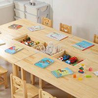 Moetry Grand casier de rangement de table rectangulaire en bois de finition naturelle pour l'école pour la garderie préscolaire