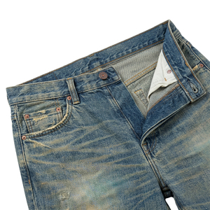TOPSHOW Pantalones de mezclilla personalizados de fábrica, estilo japonés, de pierna recta, con lavado vintage desgastado, de denim selvedge premium - Product Image 4