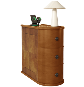 Table d'appoint moderne en bois massif avec station de charge et tiroirs, <span class=keywords><strong>hauteur</strong></span> réglable, aucun assemblage requis - Product Image 3