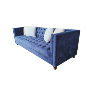 Canapé de salon bleu de luxe confortable pour hôtel et villa, structure en bois, revêtement en velours, <span class=keywords><strong>3</strong></span> places, profond, pour salon - Product Image 4