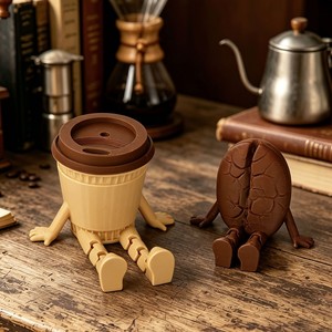 แก้วกาแฟและเมล็ดกาแฟ ตุ๊กตาพลาสติกการ์ตูน ของตกแต่งโต๊ะทำงาน ของตกแต่งโต๊ะสร้างสรรค์ สำหรับของขวัญร้านกาแฟ - Product Image 4