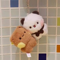Porte-clés mignon en coton peluche jouet un ou un deux Bubu et Dudu pendentif sac Panda dessin animé Couple poupée idée cadeau
