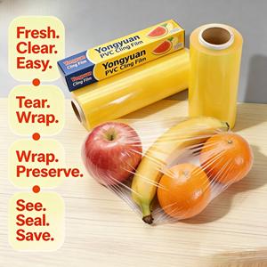 Película Adhesiva <span class=keywords><strong>de</strong></span> PVC <span class=keywords><strong>de</strong></span> Grado Alimenticio, Suave, Transparente, Resistente a la Humedad, para Envolver <span class=keywords><strong>Pan</strong></span> y Verduras, 30-50cm, Venta al por Mayor - Product Image 1